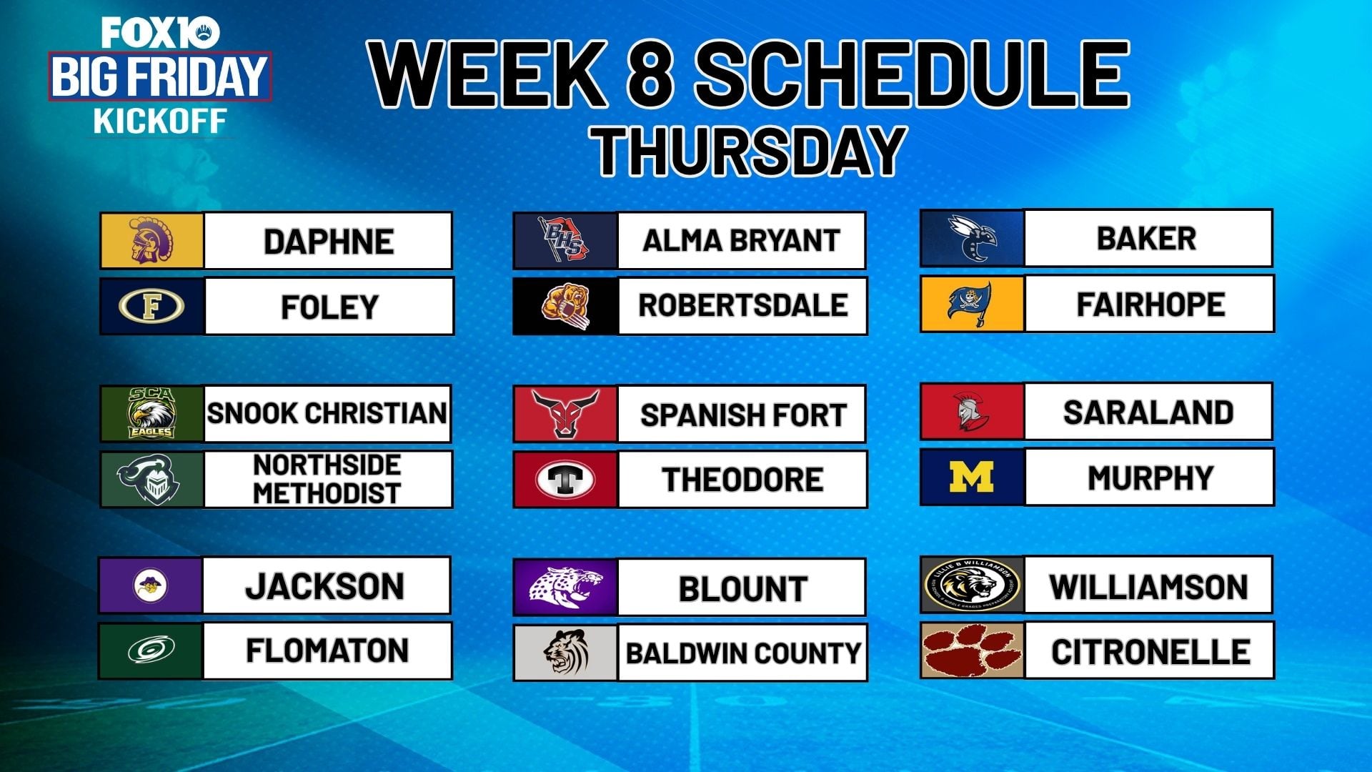 High School Football Week 8 Delivers Scores, Highlights Across FOX10 Viewing Area
