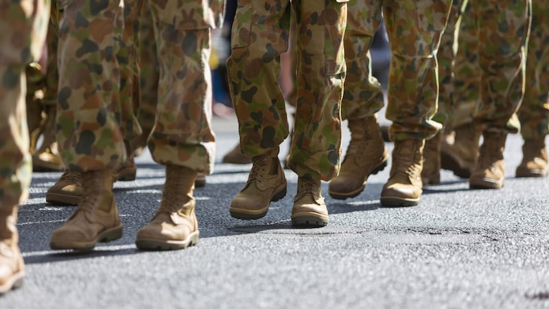 FILE - soldiers marching