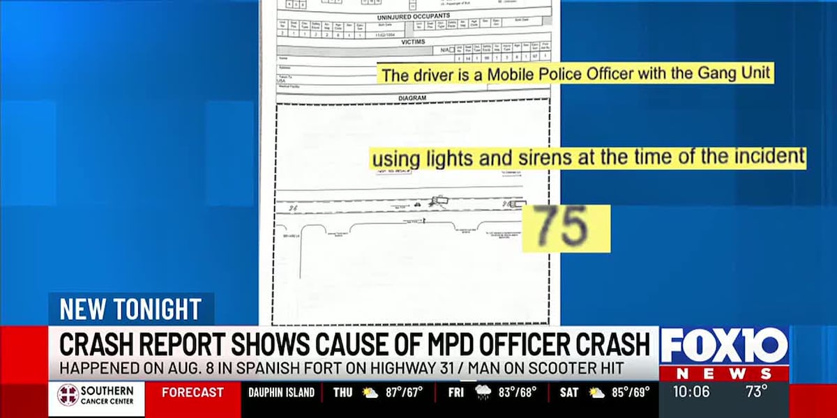 Crash report: MPD officer responding to call when they hit man on scooter in Spanish Fort