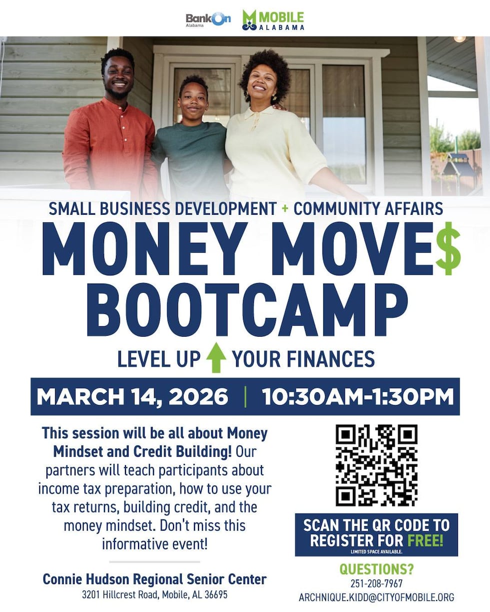 The city of Mobile is hosting a free financial bootcamp this Saturday, March 14, 2026.