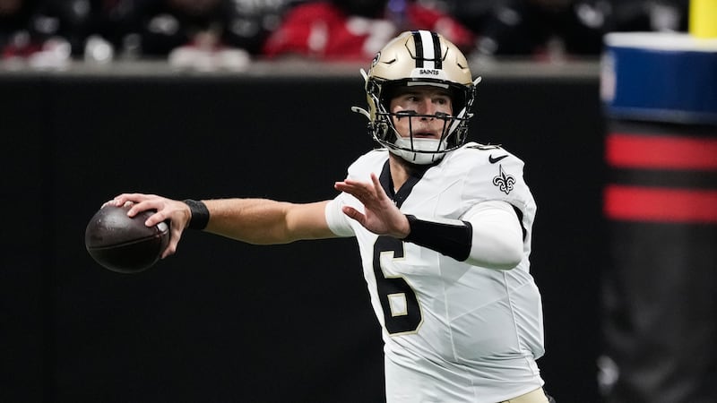 Tyler Shough is 5-4 as the starting quarterback for the Saints. (AP Photo/Brynn Anderson)