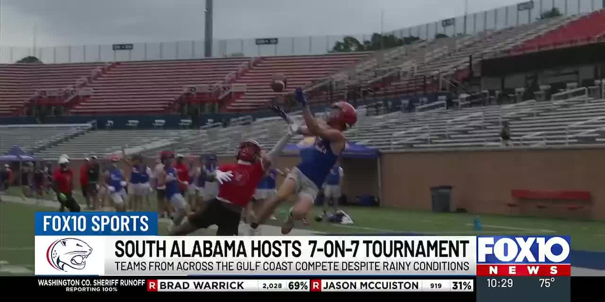 Rain doesn’t slow down South Alabama’s annual 7-on-7 Tournament