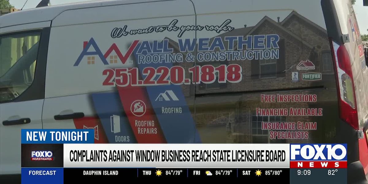 Complaints against Mobile roof and window companies reach Alabama Home Builder Licensure Board
