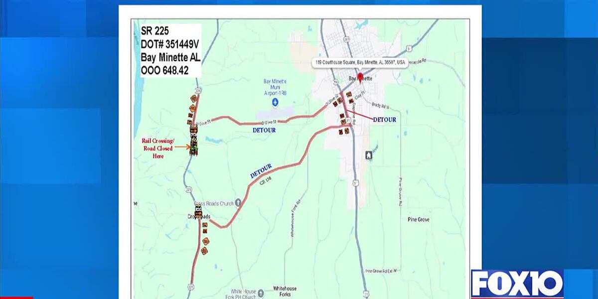 Lin Section 225 Section of SR 225 in Baldwin County to close for railroad work