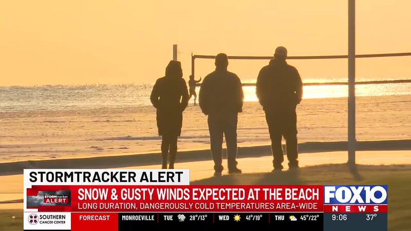 Snow and gusty winds expected at the beach