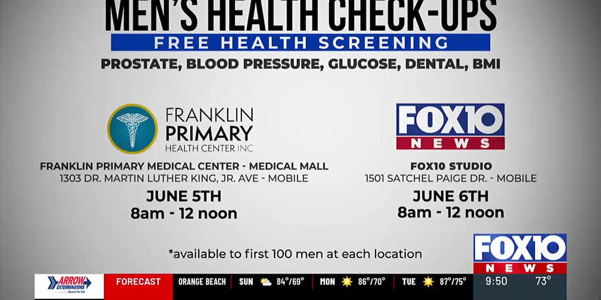 FOX10, Franklin Primary Health partner to provide free men’s health screenings Thursday, Friday in Mobile