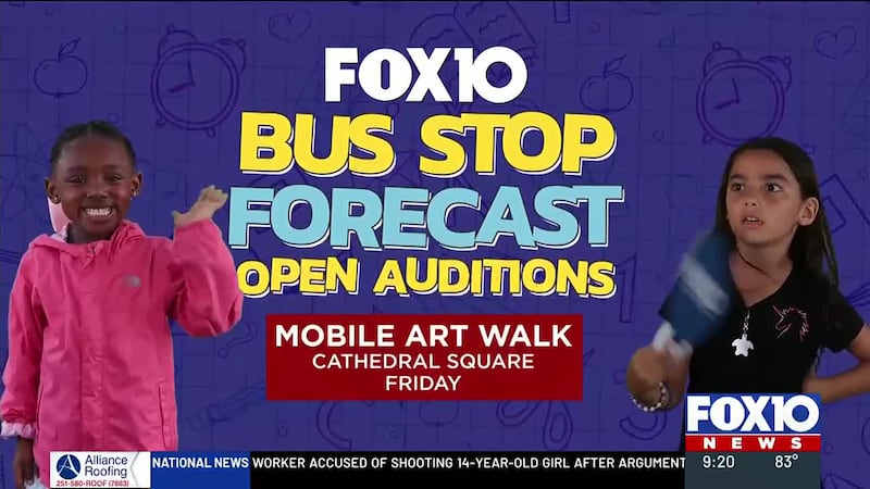 FOX10 will hold open auditions for the Bus Stop Forecast at LoDa ArtWalk in downtown Mobile on...
