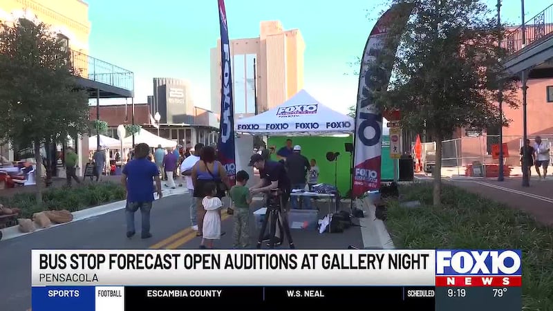 Open auditions for Fox10's Bus Stop Forecast held at Gallery Night in Pensacola