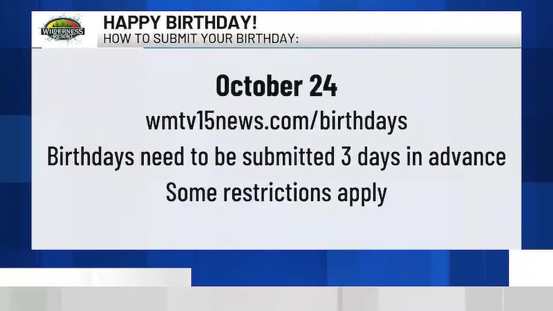 Happy birthday from WMTV and The Wilderness Resort!