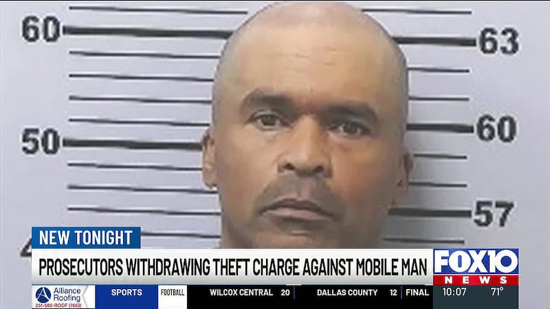 Prosecutors withdraw theft charge against Mobile man